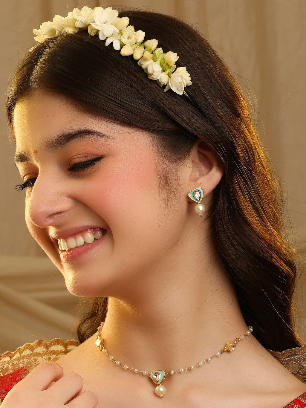 Ruby Raang Ruhani Pearl Necklace And Earrings Set - Distacart