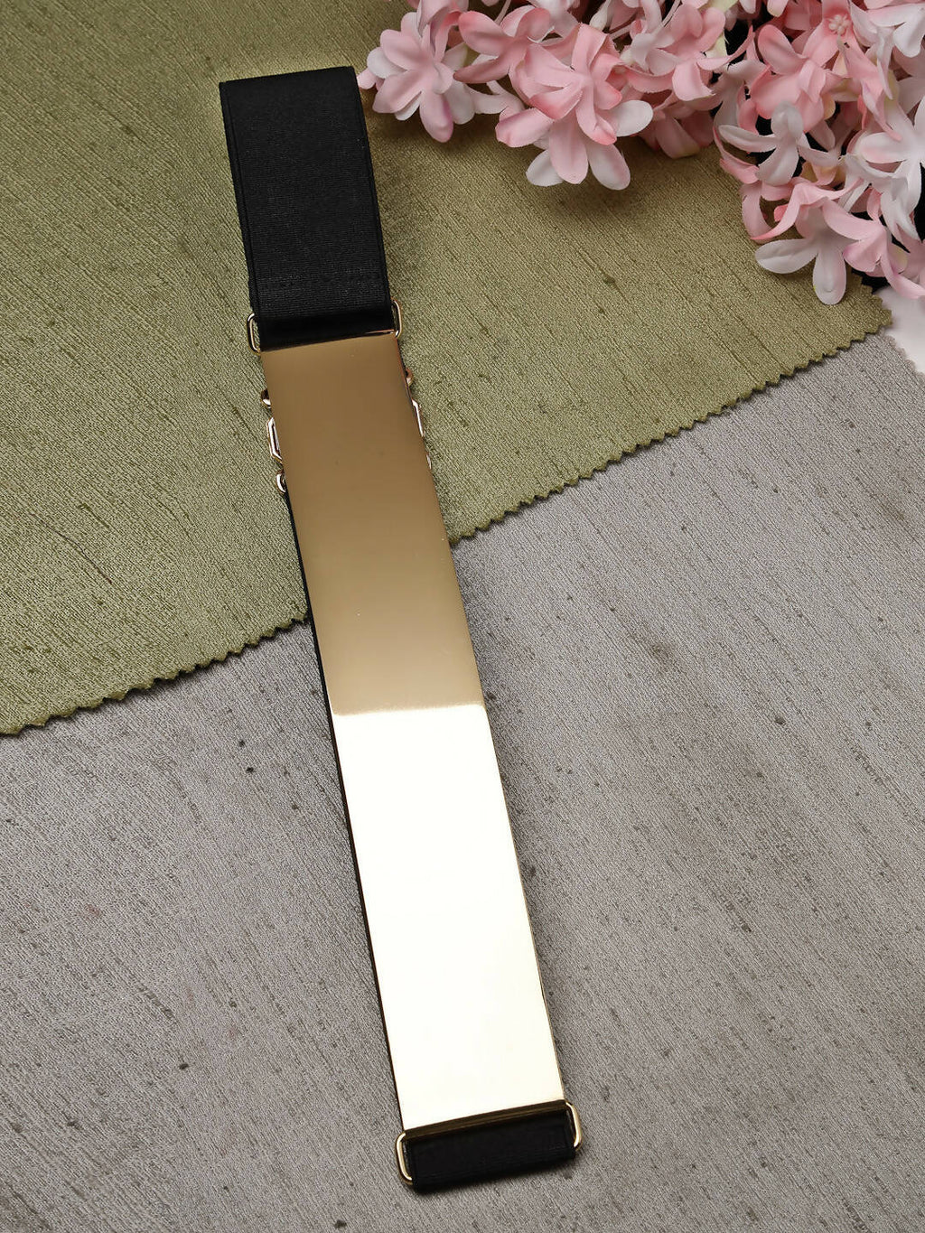 NVR Women Circular Gold-Polished Adjustable Broad Belt