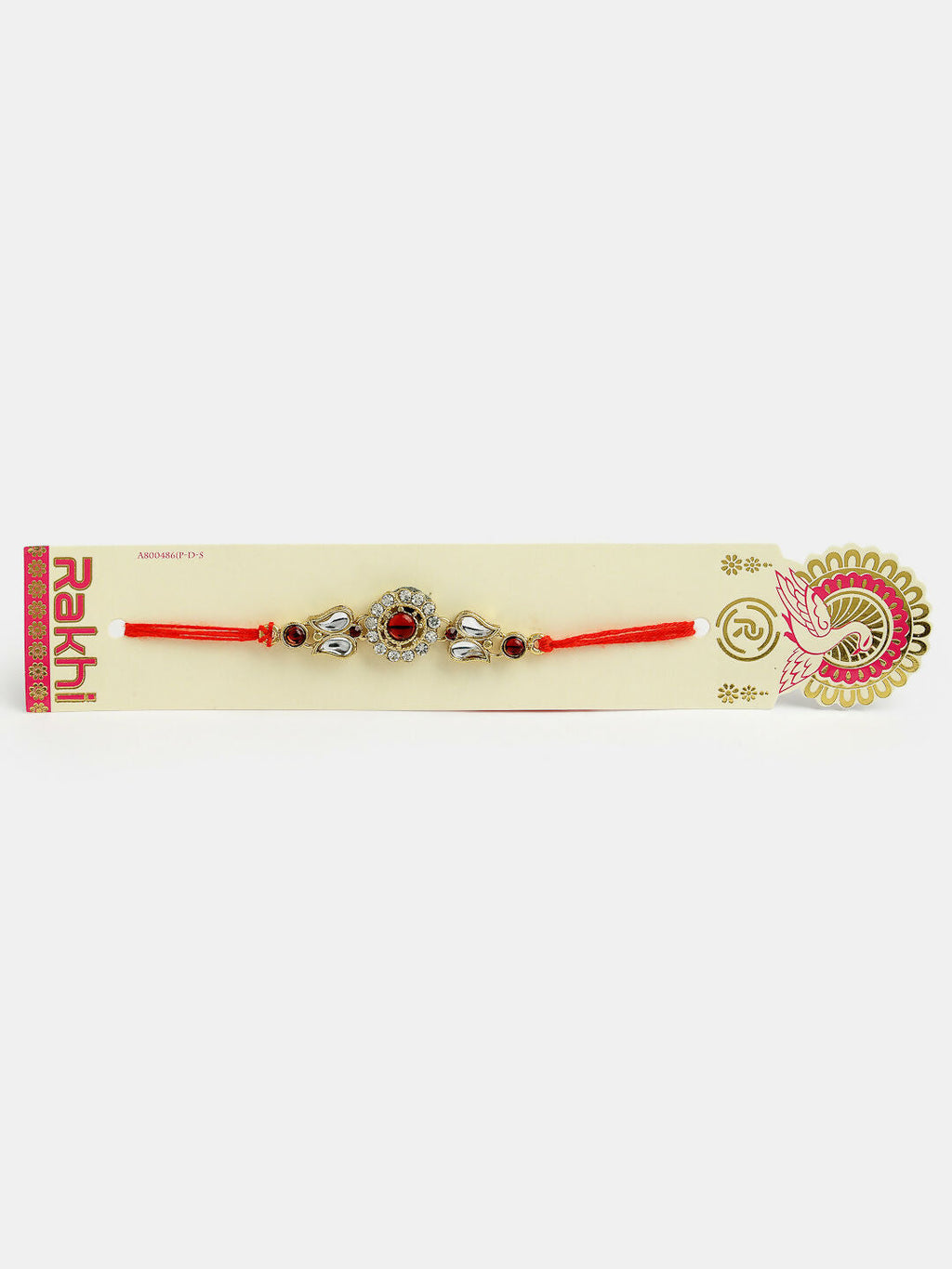 NVR Men Set of 2 Gold-Toned Stone-Studded Rakhi With Roli Chawal & Chocolate - Distacart