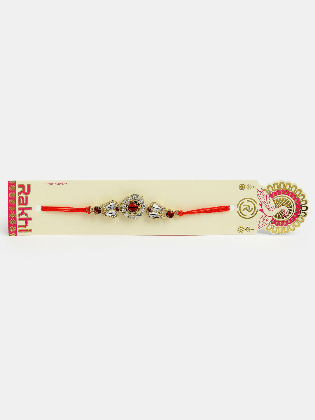 NVR Men Set of 2 Gold-Toned Stone-Studded Rakhi With Roli Chawal & Chocolate - Distacart