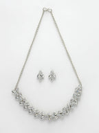 NVR Women Silver-Plated American Diamond Jewellery Set Necklace & Earrings - Distacart