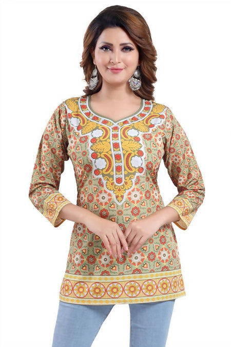 Snehal Creations Faux Crepe Printed Tunic Top
