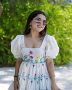 The52 Women's Gorgeous Pure Cotton Fabric Puff Sleeve with Flare Dress - Distacart
