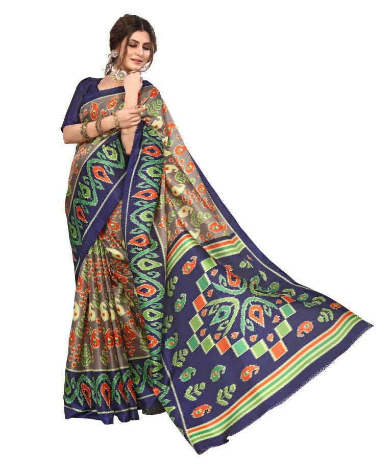 Vamika Navy Blue Printed Art Silk Saree