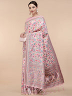 Light Pink Silk Blend Woven Design Saree With Unstitched Blouse Piece - Aloki