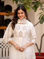 Pramukh Fab White Color Viscose Mango Silk Kurta Set - Distacart