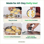 The Indus Valley 8 Pit Tri-Steel Multi Pot Premium Stainless Steel Idli/ Dhokla/ Momo Maker/ Veg Steaming Set, Tri-ply Induction Bottom, 5 Plates, 3L