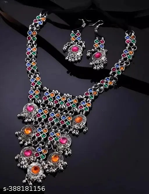 Tehzeeb Creations Women's Multi Colour Meenakari Work Necklace Set