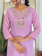 The52 Women's Gorgeous Rayon Embroidery work Straight Kurta with Pant and Dupatta Set - Distacart