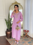 The52 Women's Gorgeous Rayon Embroidery work Straight Kurta with Pant and Dupatta Set - Distacart