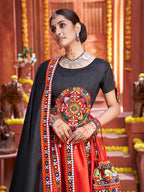 Myra Red Art Silk Gamthi Work Designer Lehenga - Distacart