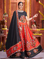 Myra Red Art Silk Gamthi Work Designer Lehenga - Distacart