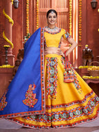 Myra Yellow Art Silk Gamthi Work Designer Lehenga
