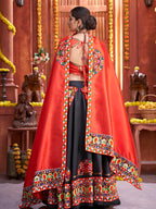 Myra Black Art Silk Gamthi Work Designer Lehenga - Distacart