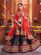 Myra Black Art Silk Gamthi Work Designer Lehenga - Distacart