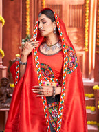 Myra Black Art Silk Gamthi Work Designer Lehenga