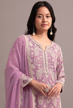 Anaita Pink Embroidered Faux Georgette Sharara Suit - Distacart