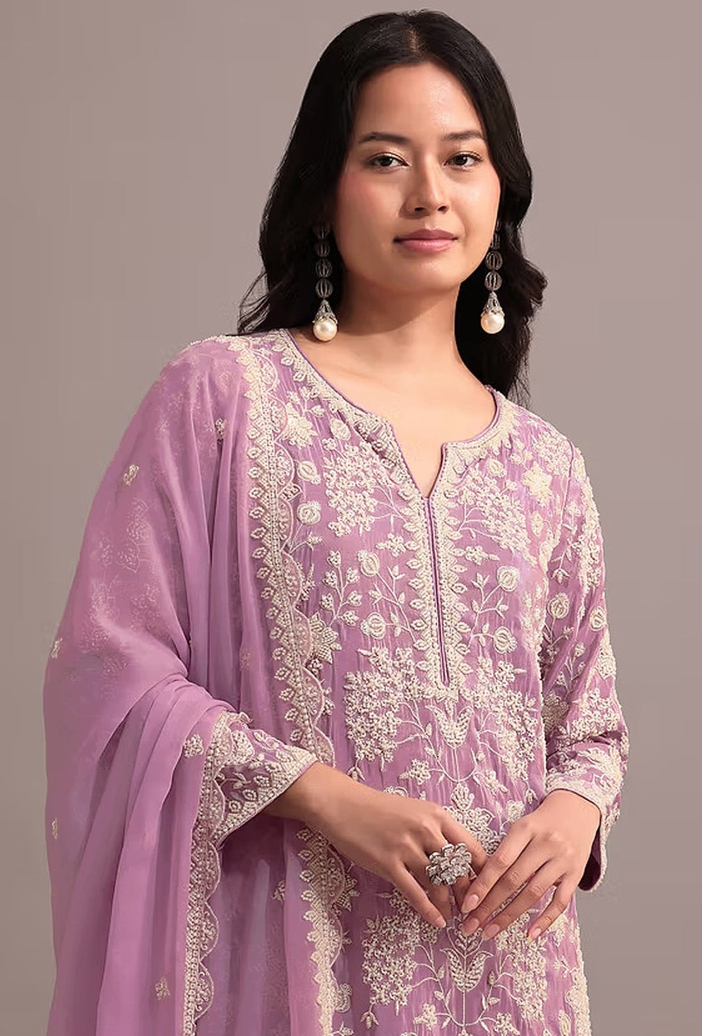Anaita Pink Embroidered Faux Georgette Sharara Suit - Distacart