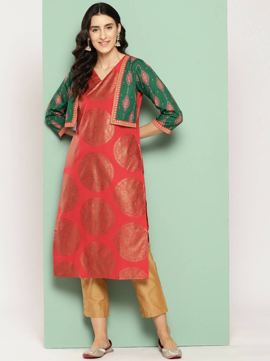Ahalyaa Women's Traditional wear Kurta - Red