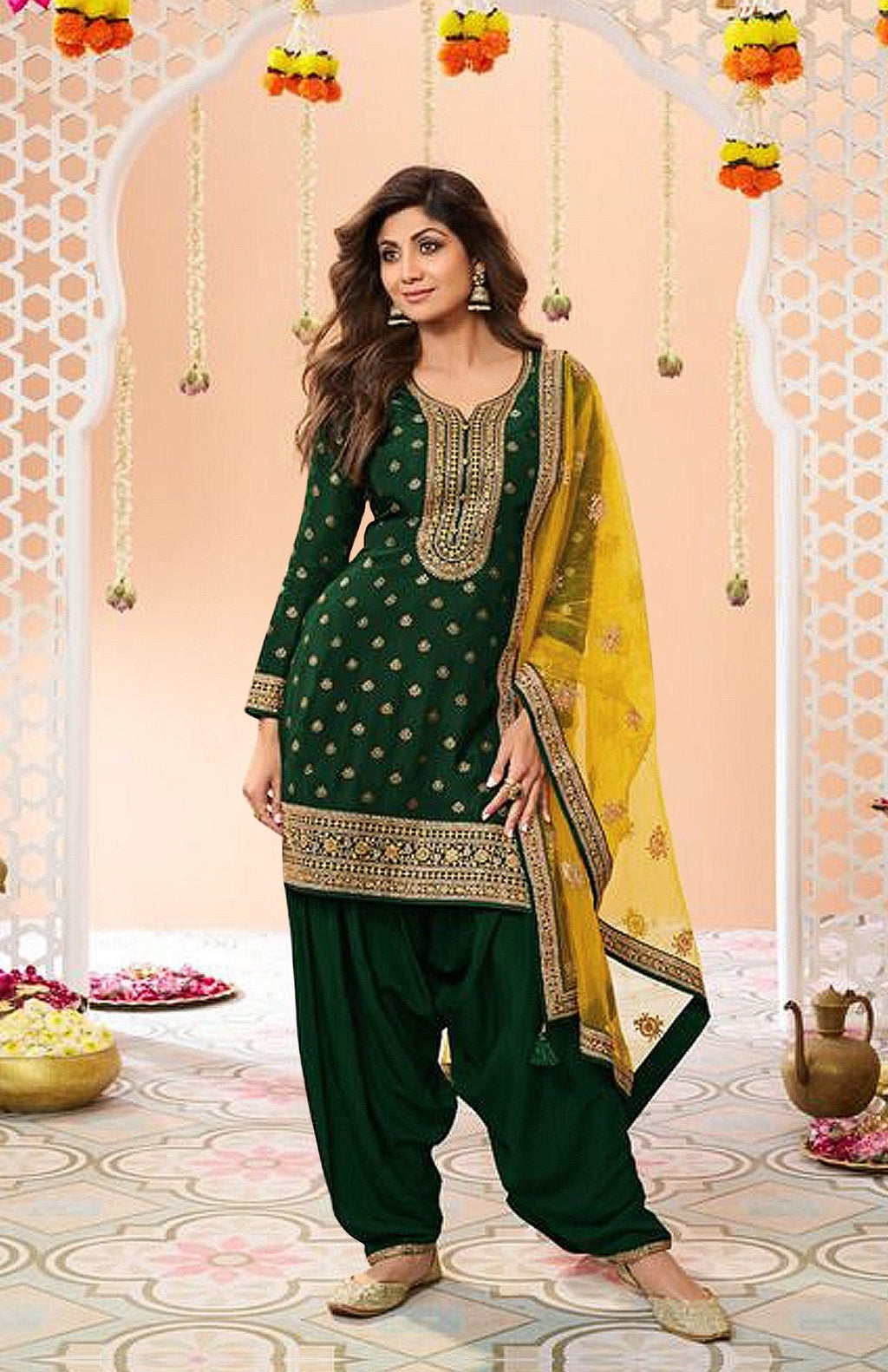 Anaita Green Embroidered Viscose Patiala Salwar Suit - Distacart