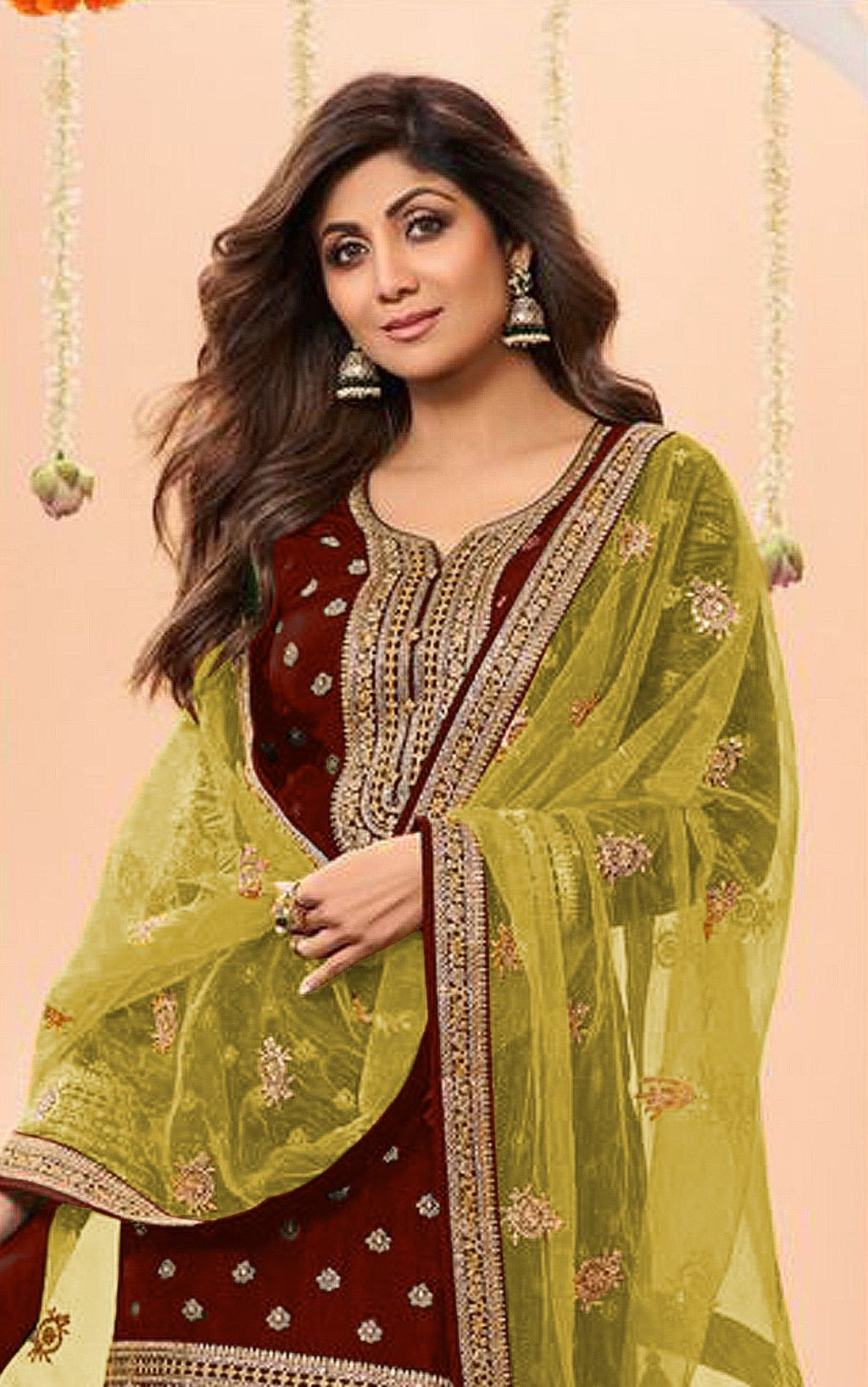 Anaita Maroon Embroidered Viscose Patiala Salwar Suit - Distacart