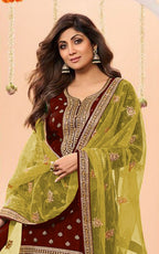 Anaita Maroon Embroidered Viscose Patiala Salwar Suit - Distacart