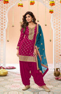 Anaita Pink Embroidered Viscose Patiala Salwar Suit - Distacart