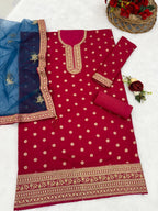 Anaita Pink Embroidered Viscose Patiala Salwar Suit - Distacart