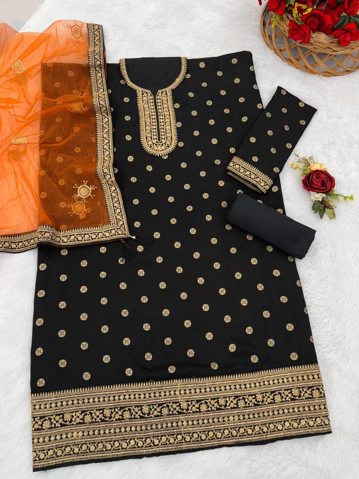 Anaita Black Embroidered Viscose Patiala Salwar Suit - Distacart