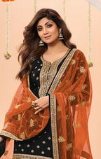 Anaita Black Embroidered Viscose Patiala Salwar Suit - Distacart