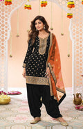 Anaita Black Embroidered Viscose Patiala Salwar Suit - Distacart
