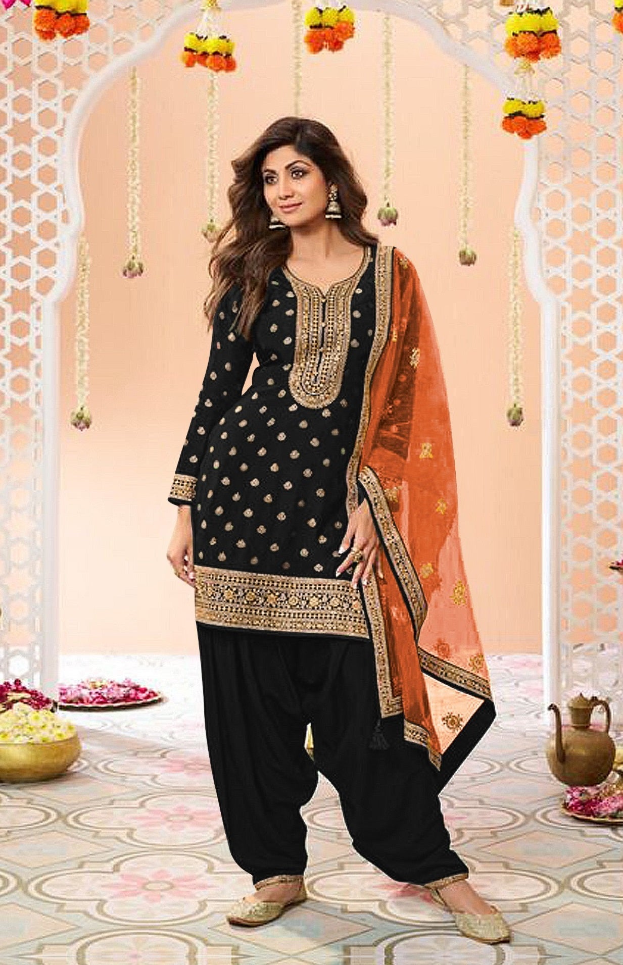 Anaita Black Embroidered Viscose Patiala Salwar Suit - Distacart
