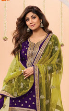 Anaita Purple Embroidered Viscose Patiala Salwar Suit - Distacart