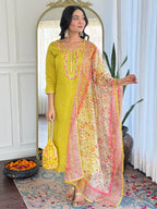 The52 Women's Gorgeous Rayon Embroidery work Straight Kurta with Pant and Dupatta Set - Distacart