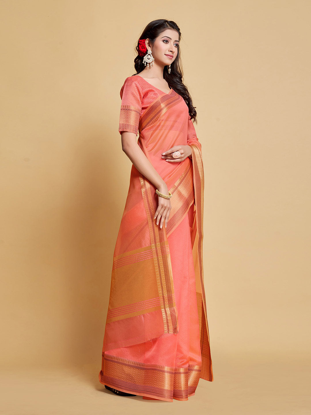 Sangria Woven Design Border Art Silk Banarasi Saree