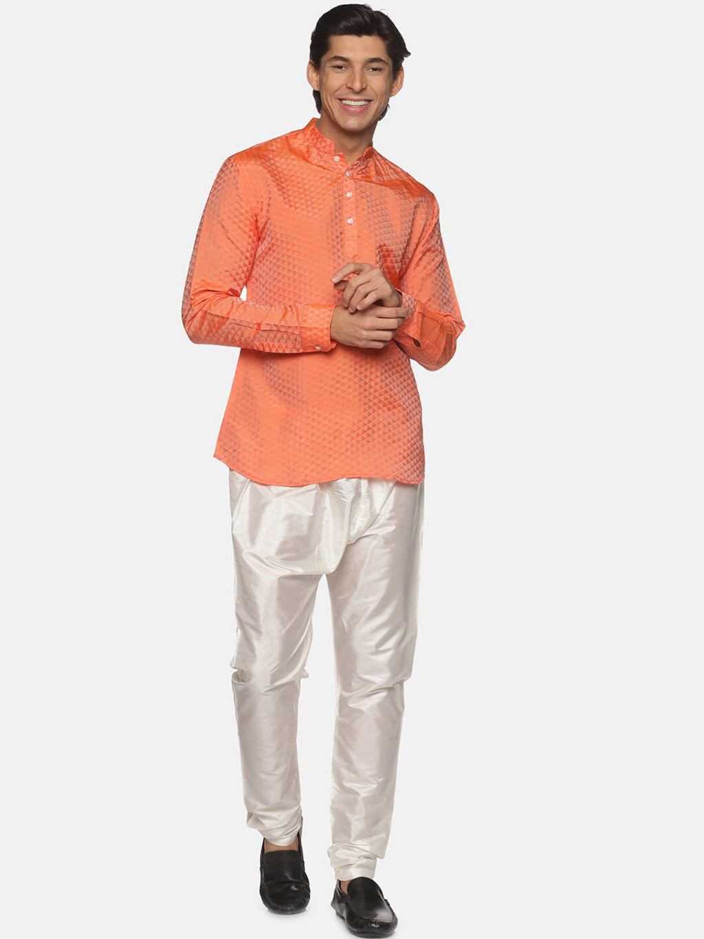 Sethukrishna Mens Orange Kurta with Pyjamas - Distacart