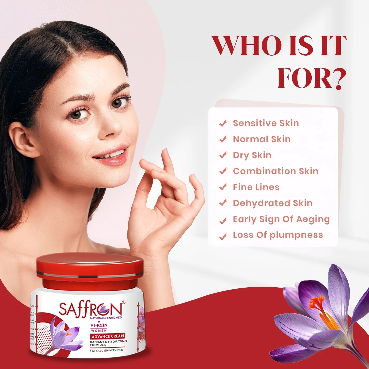 VI-JOHN Women Saffron Advance Skin Fairness Cream with Vitamin E & Mulberry Extracts - Distacart