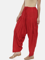 Souchii Red Solid Regular-Fit High-Rise Patiala - Distacart