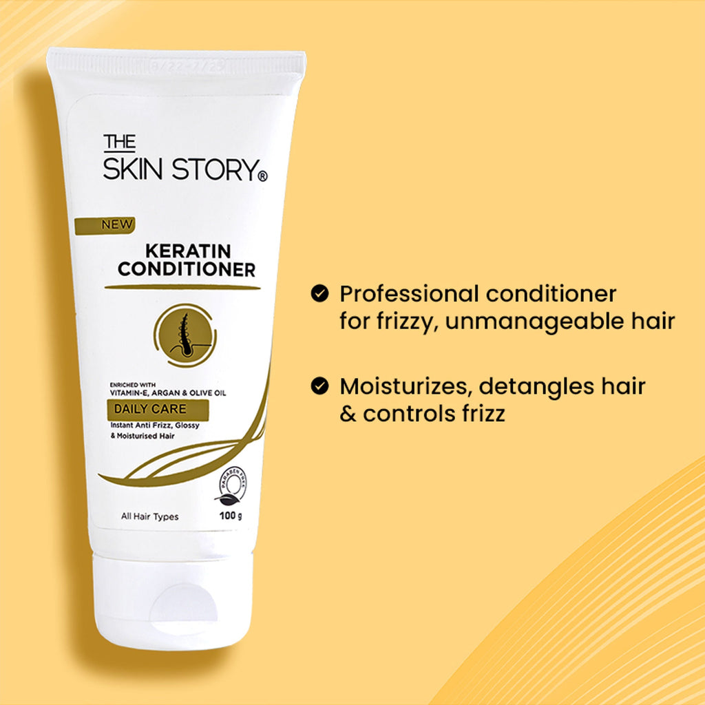 The Skin Story Sulphate Free Anti Frizz Keratin Hair Conditioner, Instant Gloss Smooth Shine, Vit E