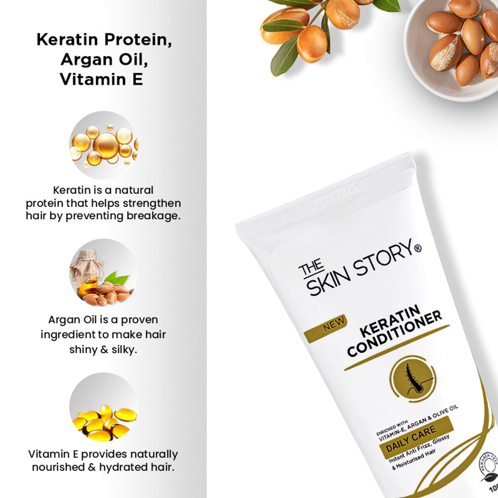 The Skin Story Sulphate Free Anti Frizz Keratin Hair Conditioner, Instant Gloss Smooth Shine, Vit E