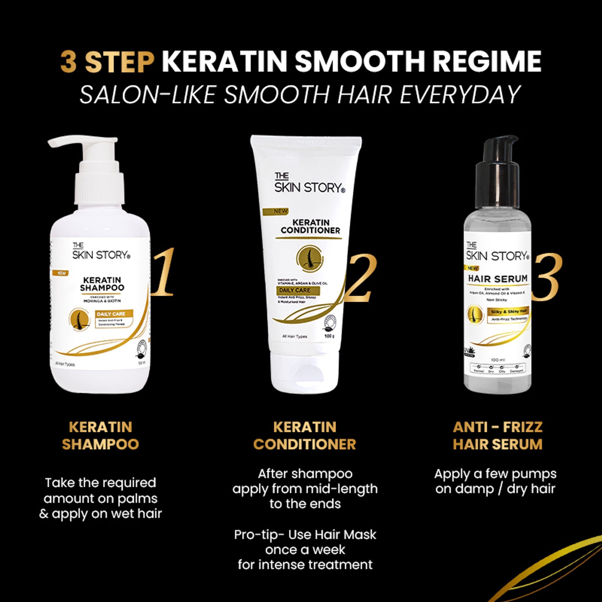 The Skin Story Sulphate Free Anti Frizz Keratin Hair Conditioner, Instant Gloss Smooth Shine, Vit E