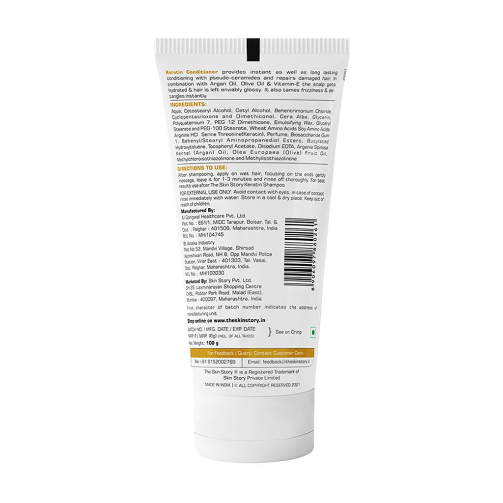The Skin Story Sulphate Free Anti Frizz Keratin Hair Conditioner, Instant Gloss Smooth Shine, Vit E