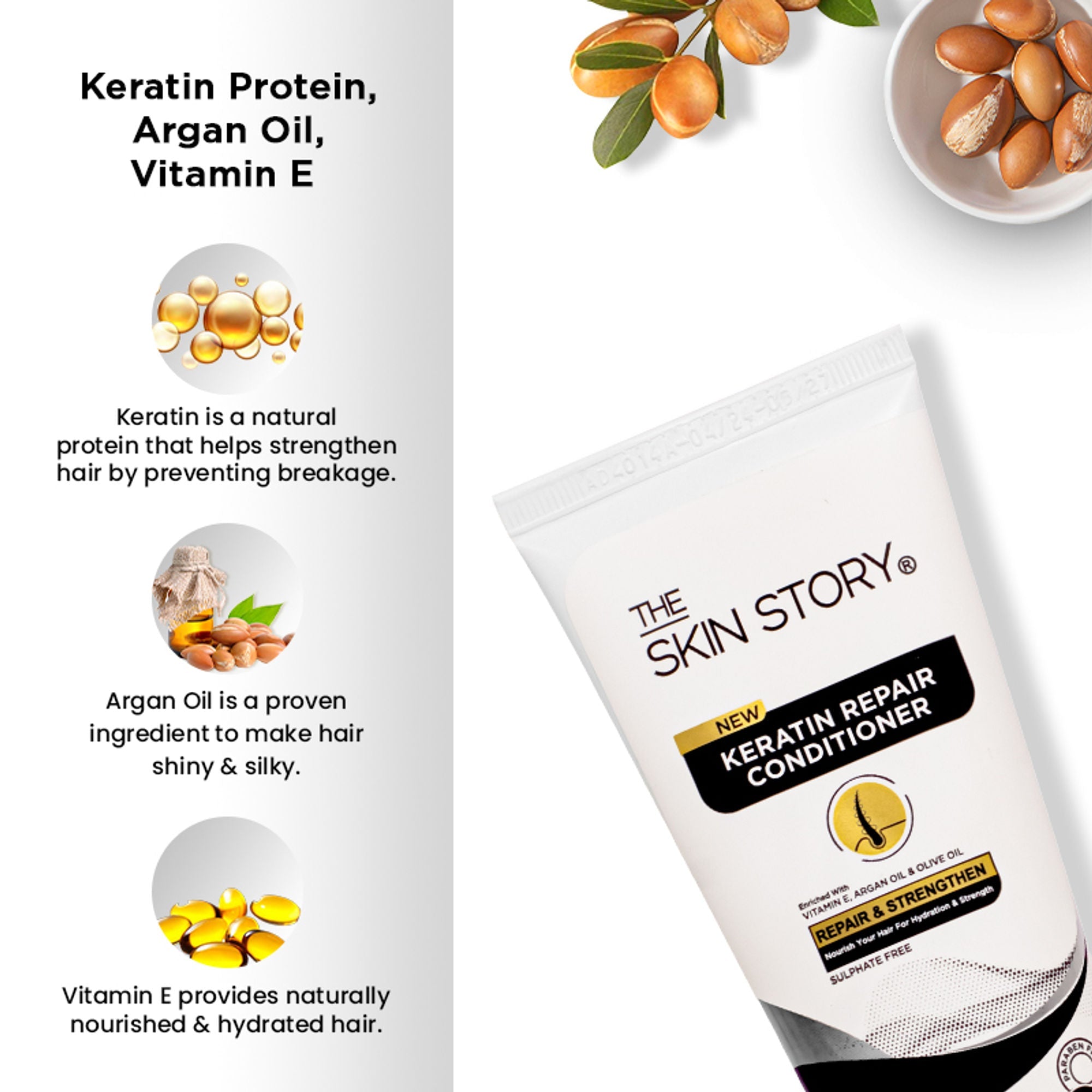 The Skin Story Sulphate Free Keratin Conditioner For Coloured Dry Frizzy Damaged Hair With Vitamin E