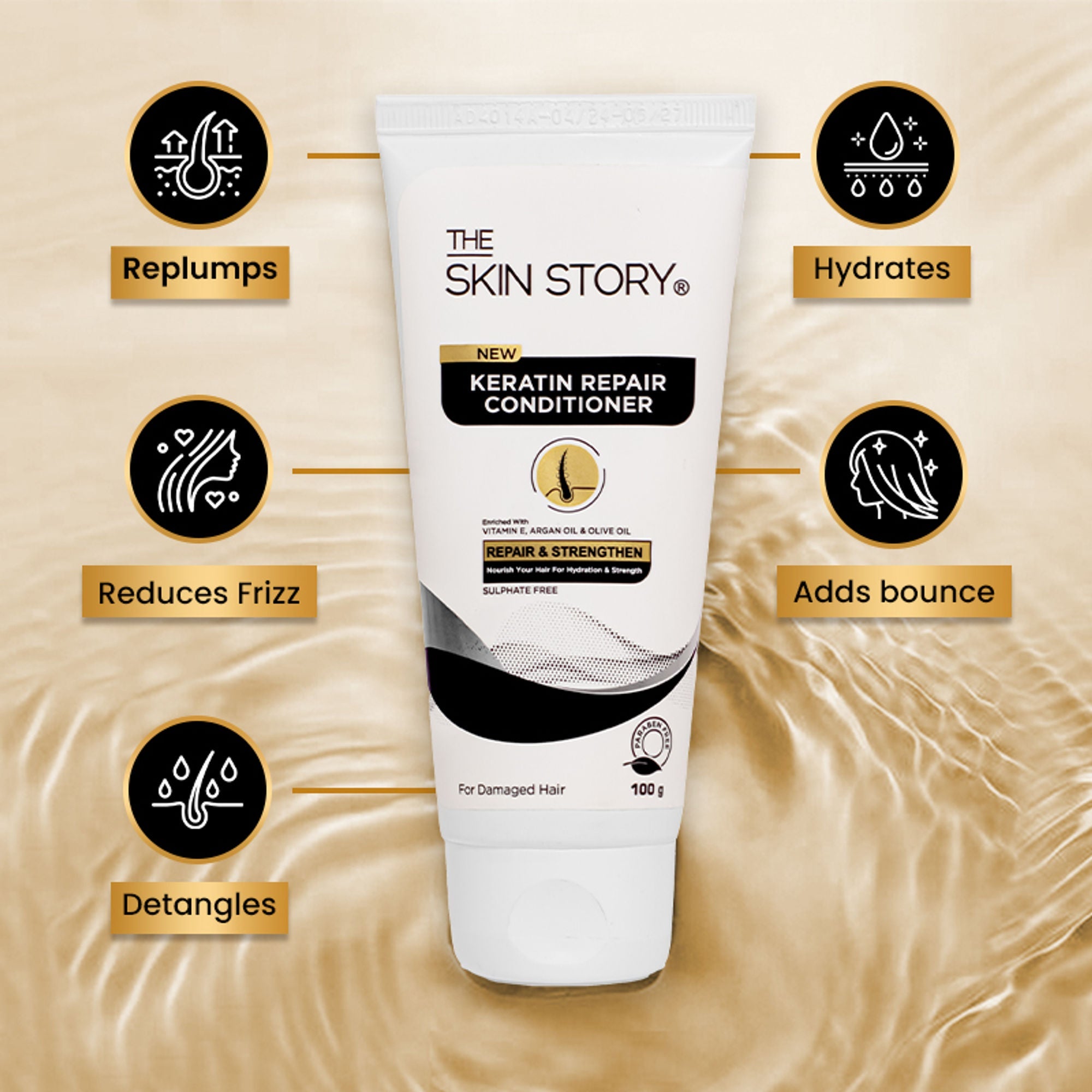 The Skin Story Sulphate Free Keratin Conditioner For Coloured Dry Frizzy Damaged Hair With Vitamin E