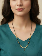 NVR Women Gold Plated Black Beaded Short Design Mangalsutra - Distacart
