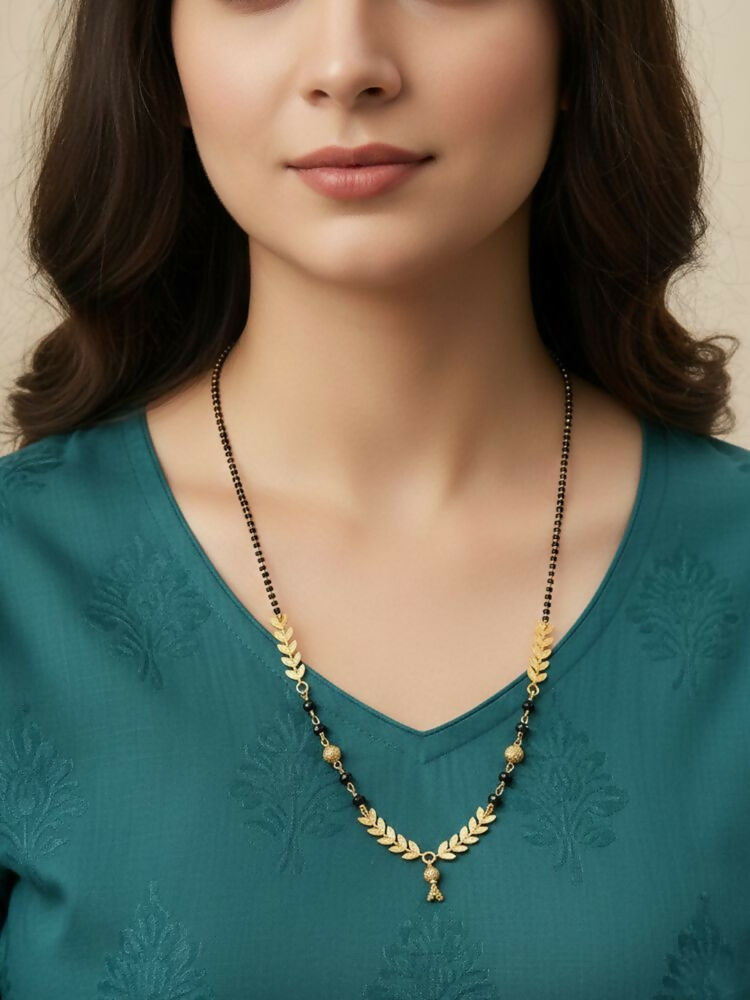 NVR Women Gold Plated Black Beaded Short Design Mangalsutra - Distacart