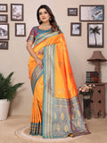 Joban Fashion Banarasi Orange Small Butti Soft Silk Saree - Distacart