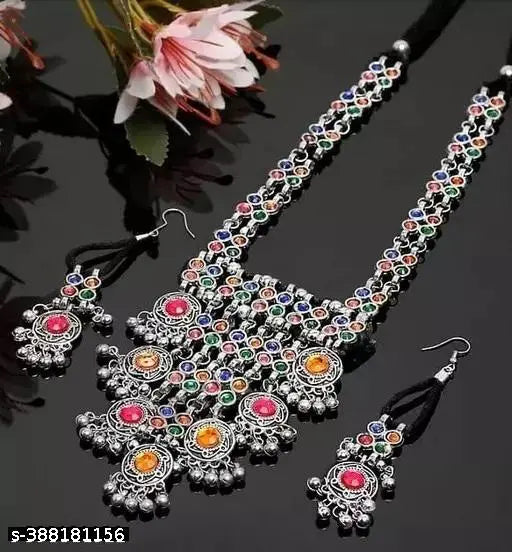 Tehzeeb Creations Women's Multi Colour Meenakari Work Necklace Set