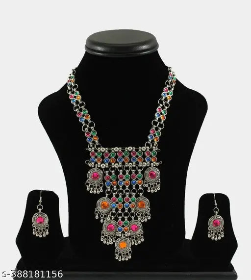 Tehzeeb Creations Women's Multi Colour Meenakari Work Necklace Set