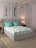 MYTRIDENT Moments White Blue Ethnic Motifs Pure Cotton 120 TC Bedsheet 2 Pillow Covers
